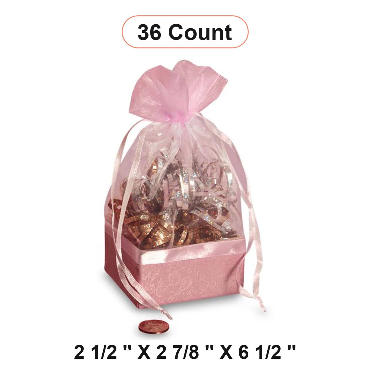 Box On The Bottom Organza Bags 2 1/2 '' X 2 7/8 '' X 6 1/2 '' Wrap